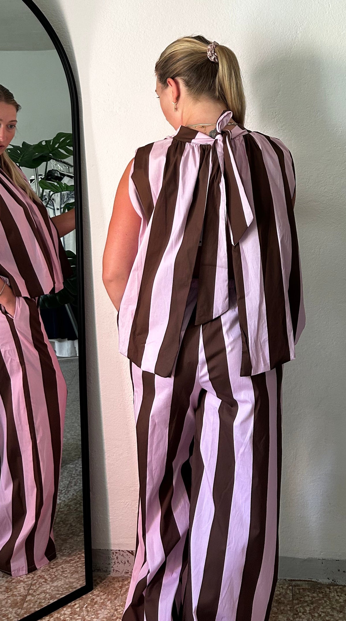 Coordinato Rigato rosa/marrone
