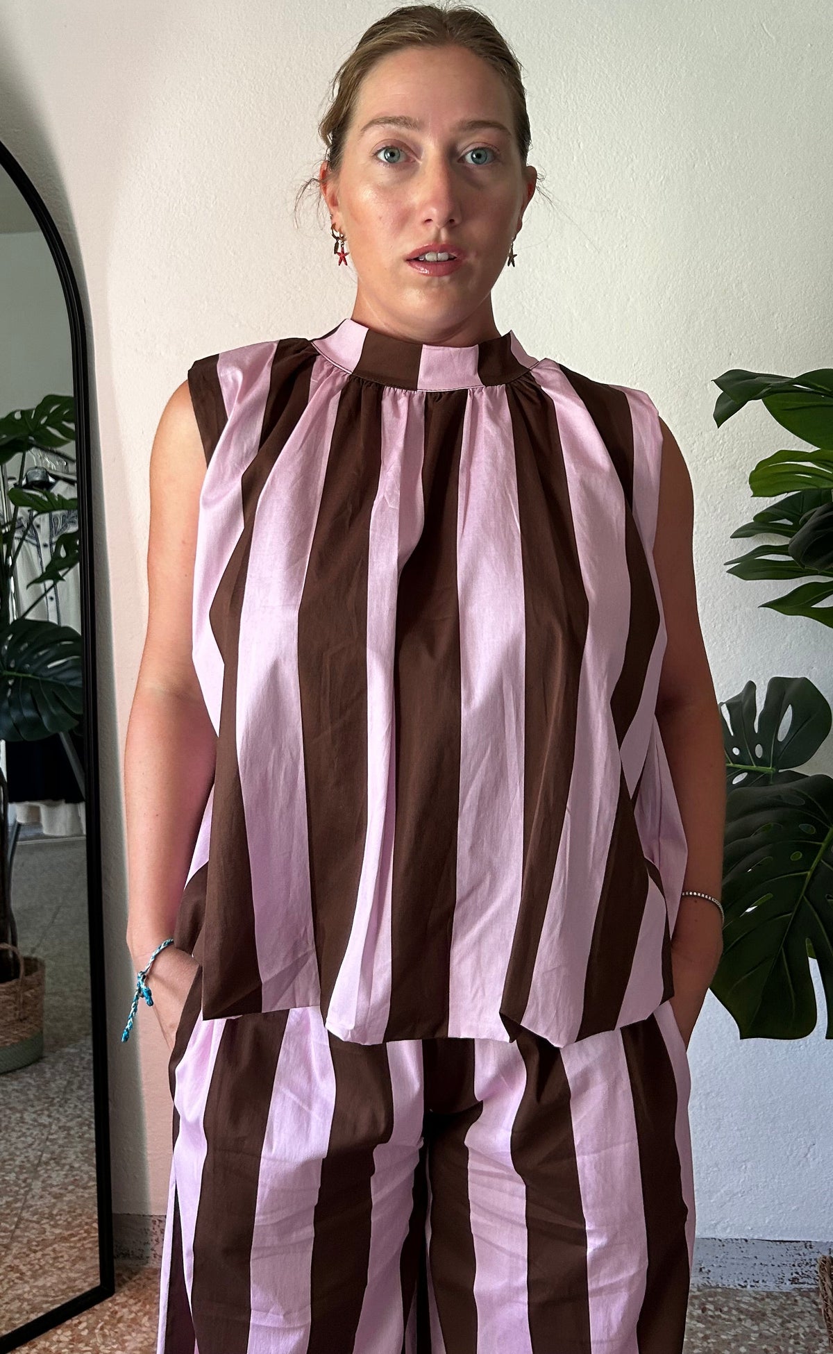 Coordinato Rigato rosa/marrone