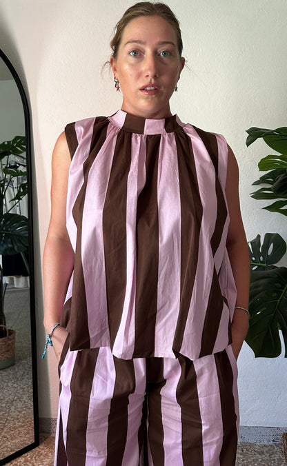 Coordinato Rigato rosa/marrone