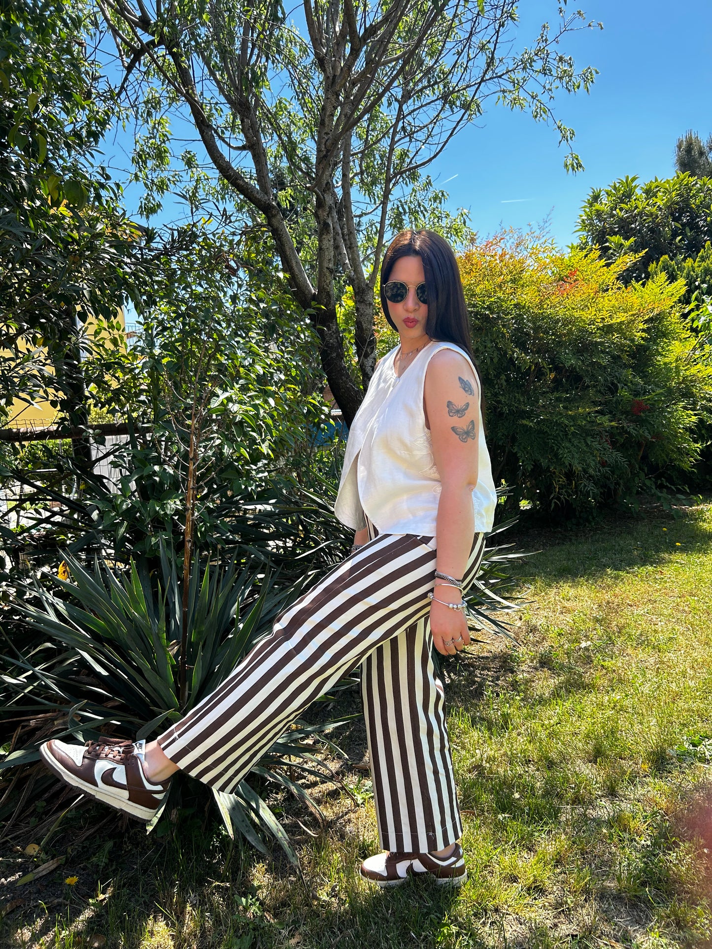 Pantaloni Circus bianco/marrone