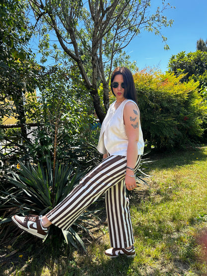 Pantaloni Circus bianco/marrone