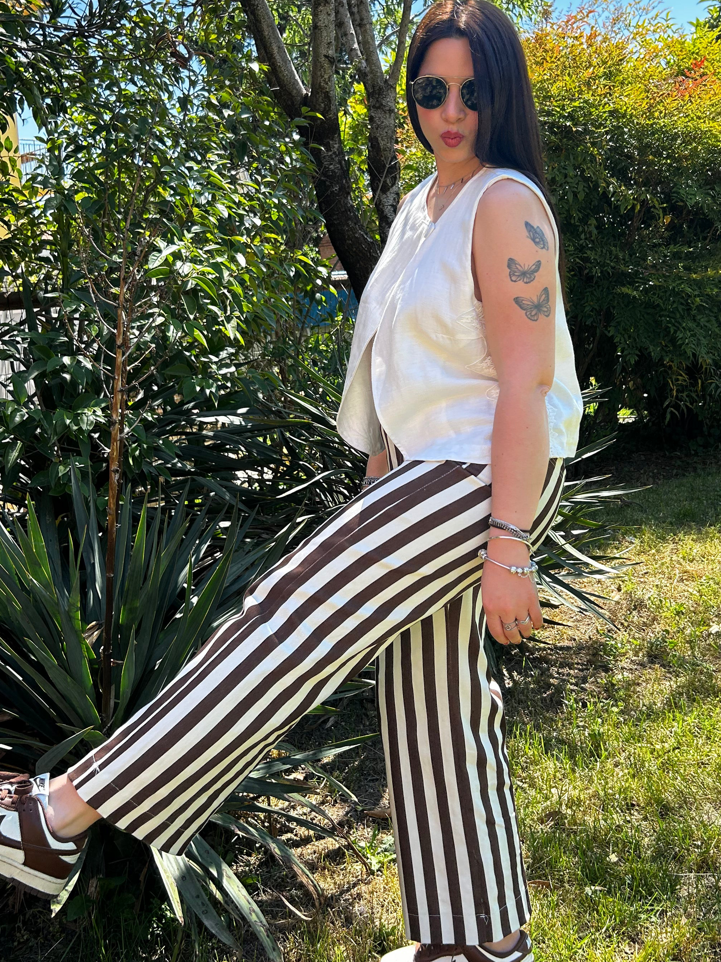 Pantaloni Circus bianco/marrone