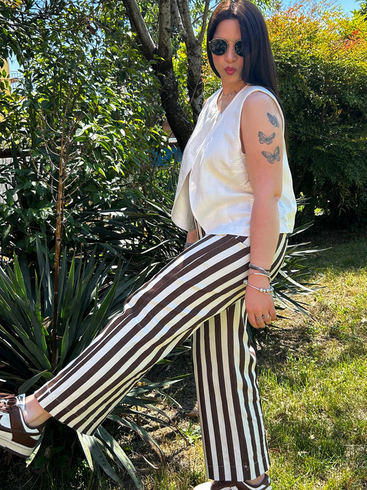 Pantaloni Circus bianco/marrone
