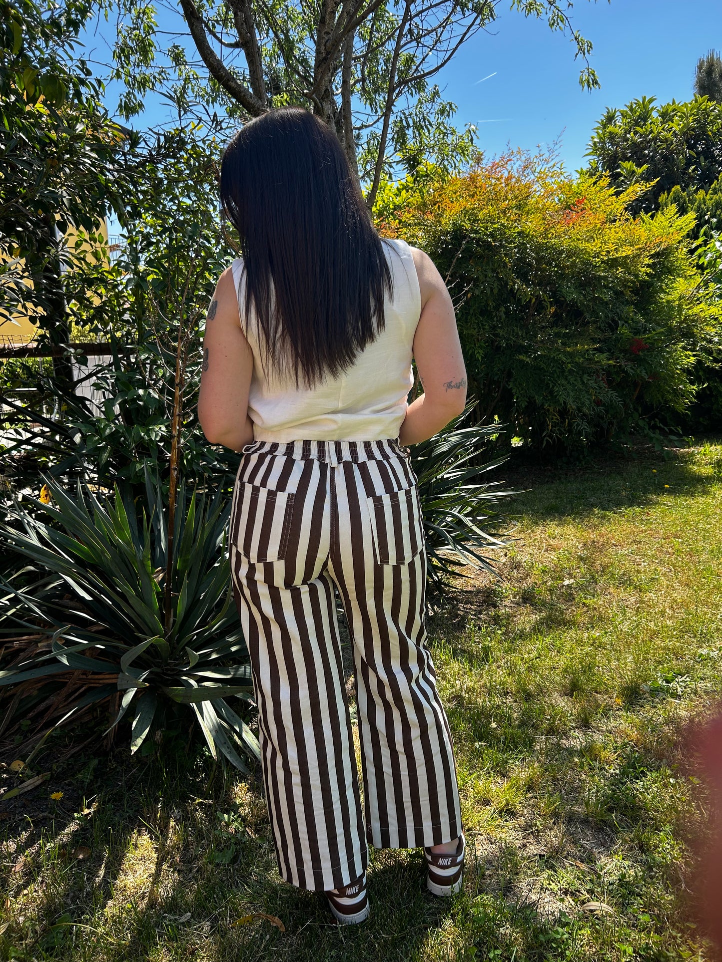 Pantaloni Circus bianco/marrone